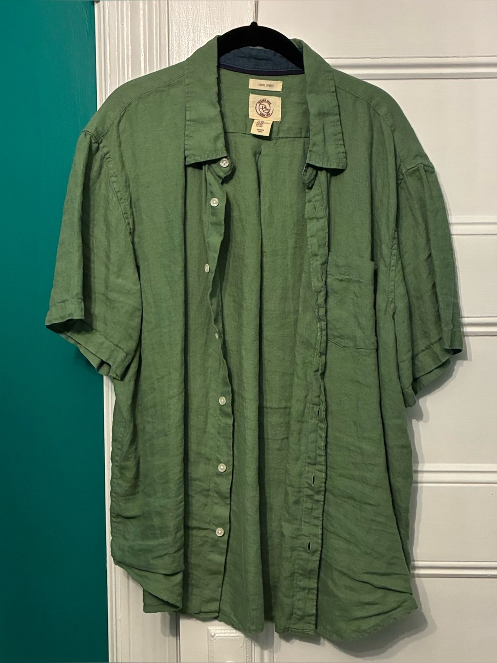 Panama Jack Men’s Button Down Linen Shirt Green XXL